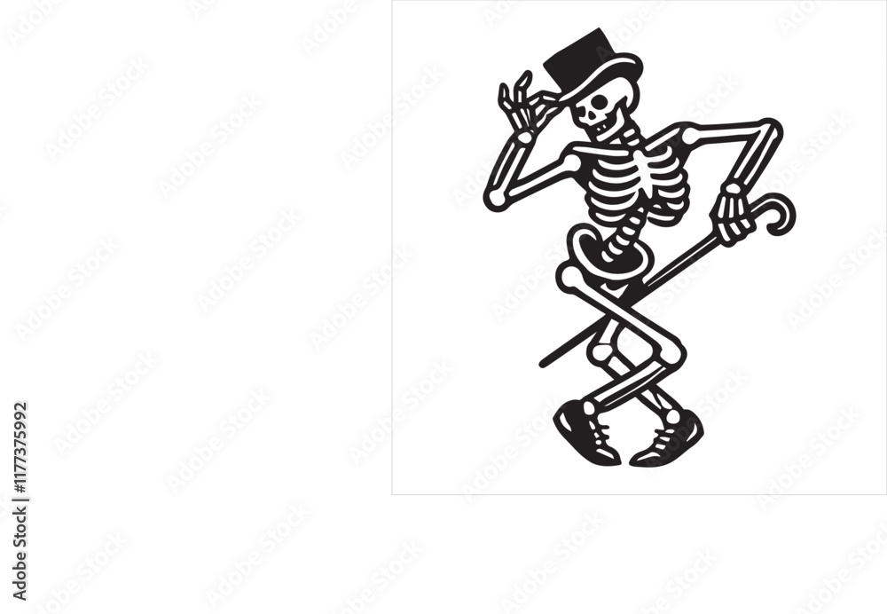 Fototapeta premium Set of Skeleton dancing illustration Vector, Dancer skull clipart Design 