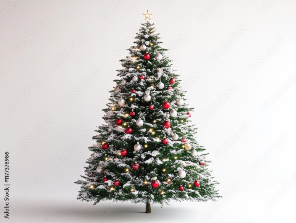 decorated christmas tree with snow decorated christmas tree with snow