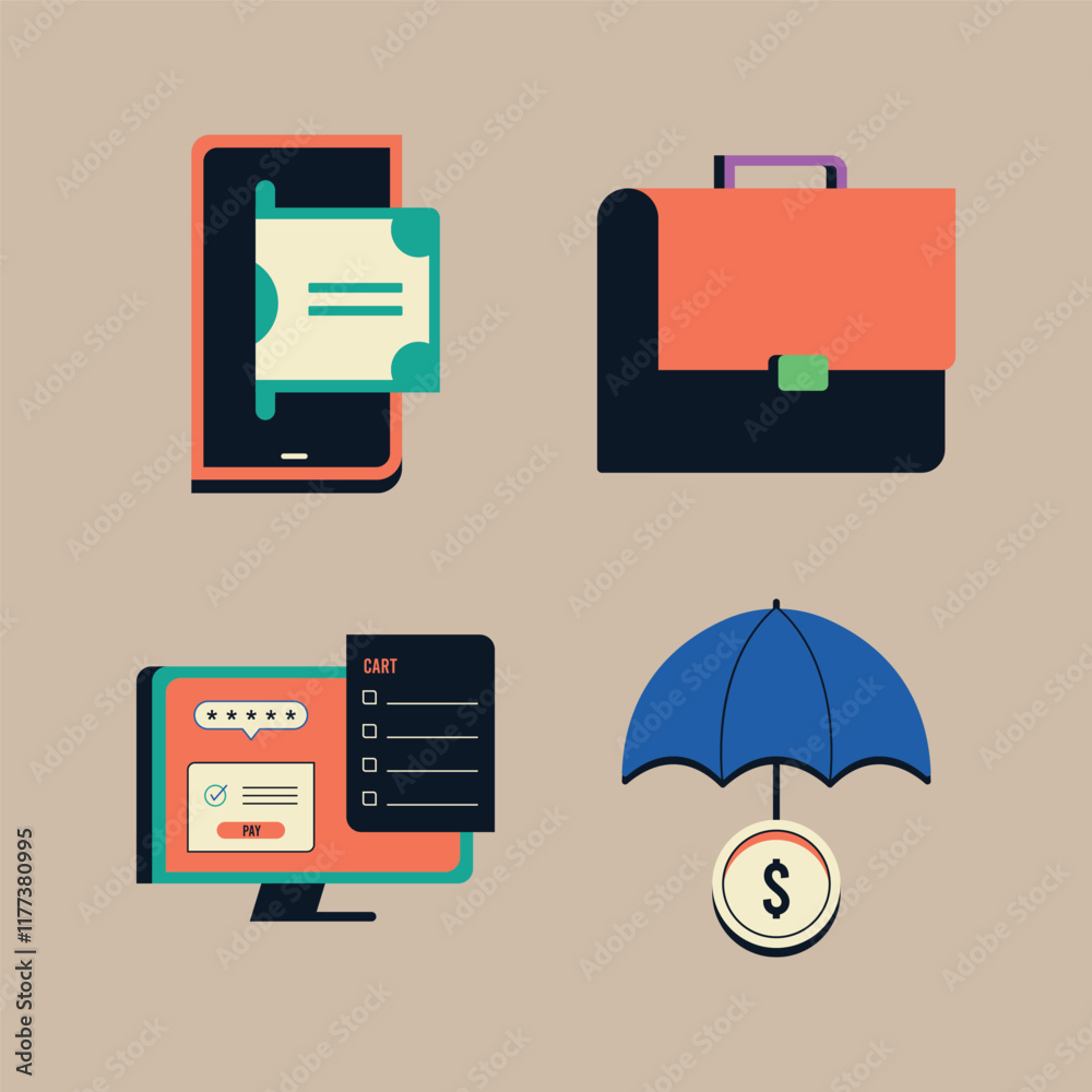 Playful flat geometric financial objects Playful flat geometric financial objects