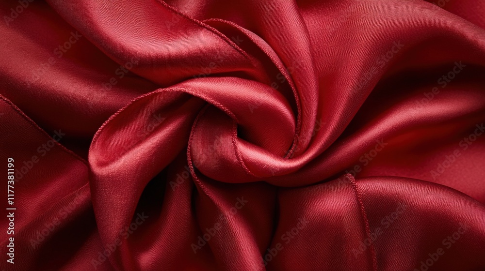 Obraz premium close up of red silk fabric with swirling folds