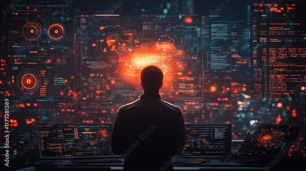A futuristic image of a computer professional analyzing a holographic display, glowing data visuals surrounding the scene, sleek and high-tech ambiance A futuristic image of a computer professional analyzing a holographic display, glowing data visuals surrounding the scene, sleek and high-tech ambiance