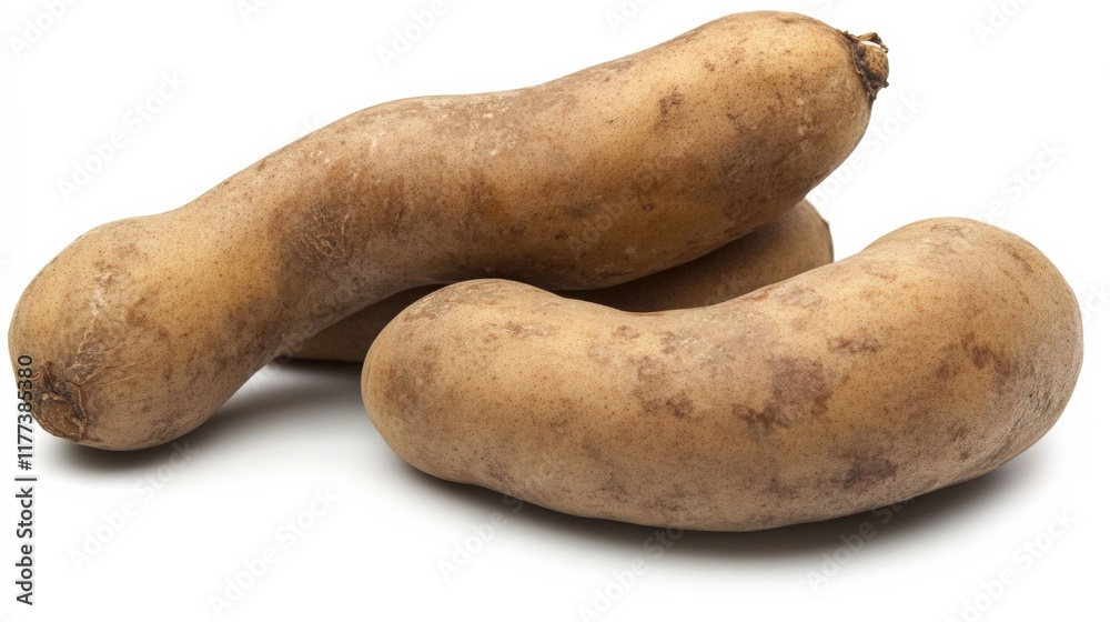 three yacón tubers on a white background three yacón tubers on a white background