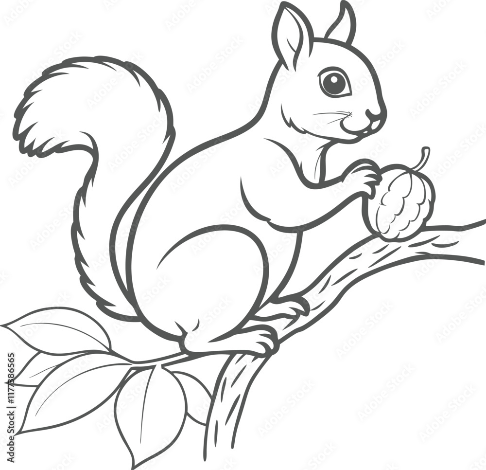 Naklejka premium Easy Squirrel Drawing for Children