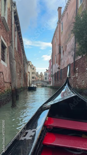 women sailing on a typical gondola in Venice
