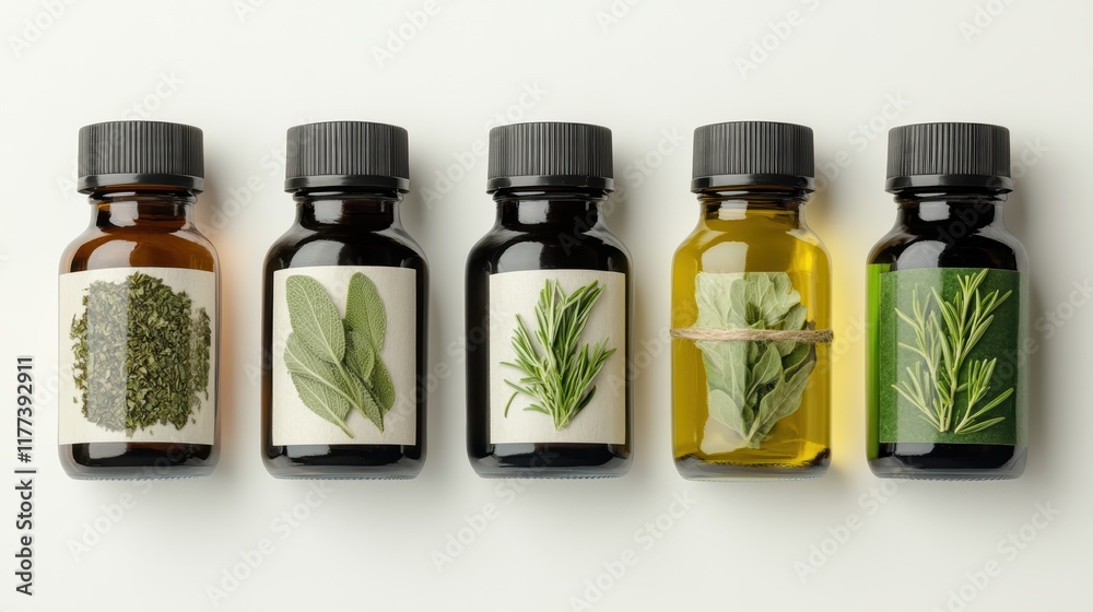 Aromatic essence, three amber bottles of essential oils for holistic wellness and natural remedies Aromatic essence, three amber bottles of essential oils for holistic wellness and natural remedies