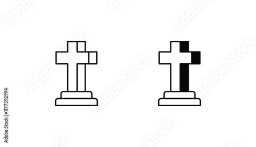 Catholic Cross icon design with white background stock illustration