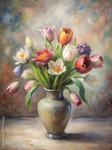 bouquet of tulips in vase