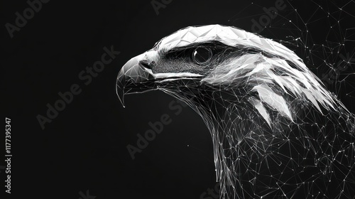 A stylized, low-poly representation of an eagle against a dark background. photo