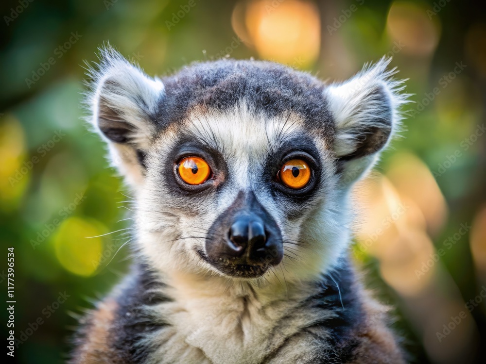 Obraz premium Endangered lemurs' melancholic gaze reflects their plight; urgent wildlife conservation is crucial.