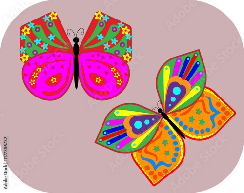 
illustration of a pair of butterflies. Bright fabulous
