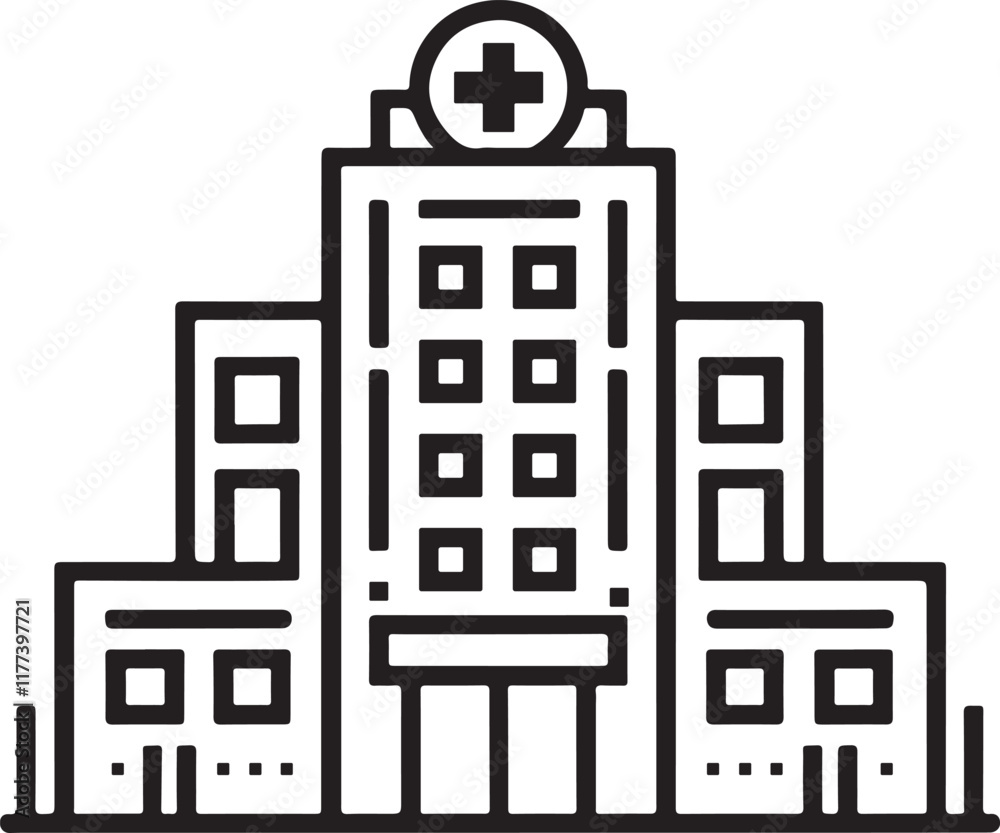 Hospital Building Icon Symbol Vector Illustration. Hospital Building Icon Symbol Vector Illustration.