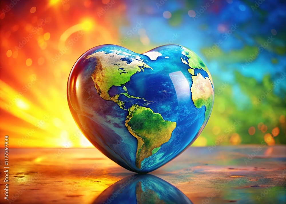 3D Heart Globe Earth Day: Stunning Colorful Global Love Celebration 3D Heart Globe Earth Day: Stunning Colorful Global Love Celebration