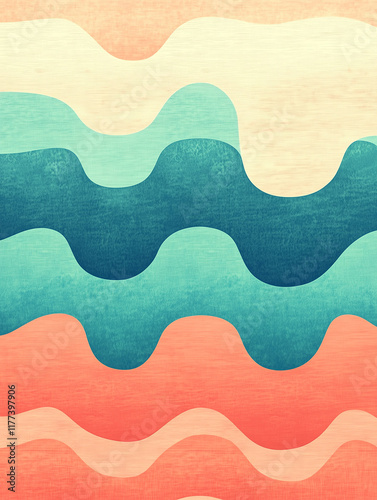 Retro Ocean Gradient Background Pattern - Seamless Vintage Design with Bold Teal, Aqua, and Coral Tones