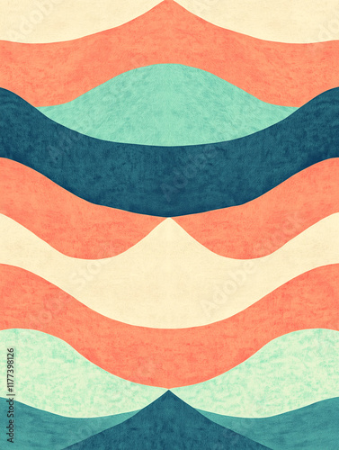 Retro Ocean Gradient Background Pattern - Seamless Vintage Design with Bold Teal, Aqua, and Coral Tones