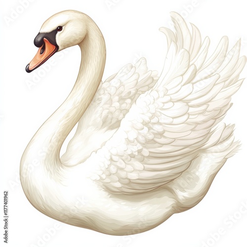 Fototapeta Naklejka Na Ścianę i Meble -  A white swan with a long neck