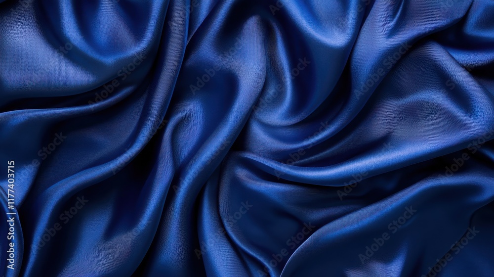 Fototapeta premium Luxurious deep royal blue fabric texture with soft, flowing waves and rich luster in elegant design