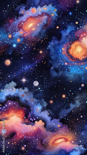 Galaxy patterns background or illustration with cosmicinspired details photo