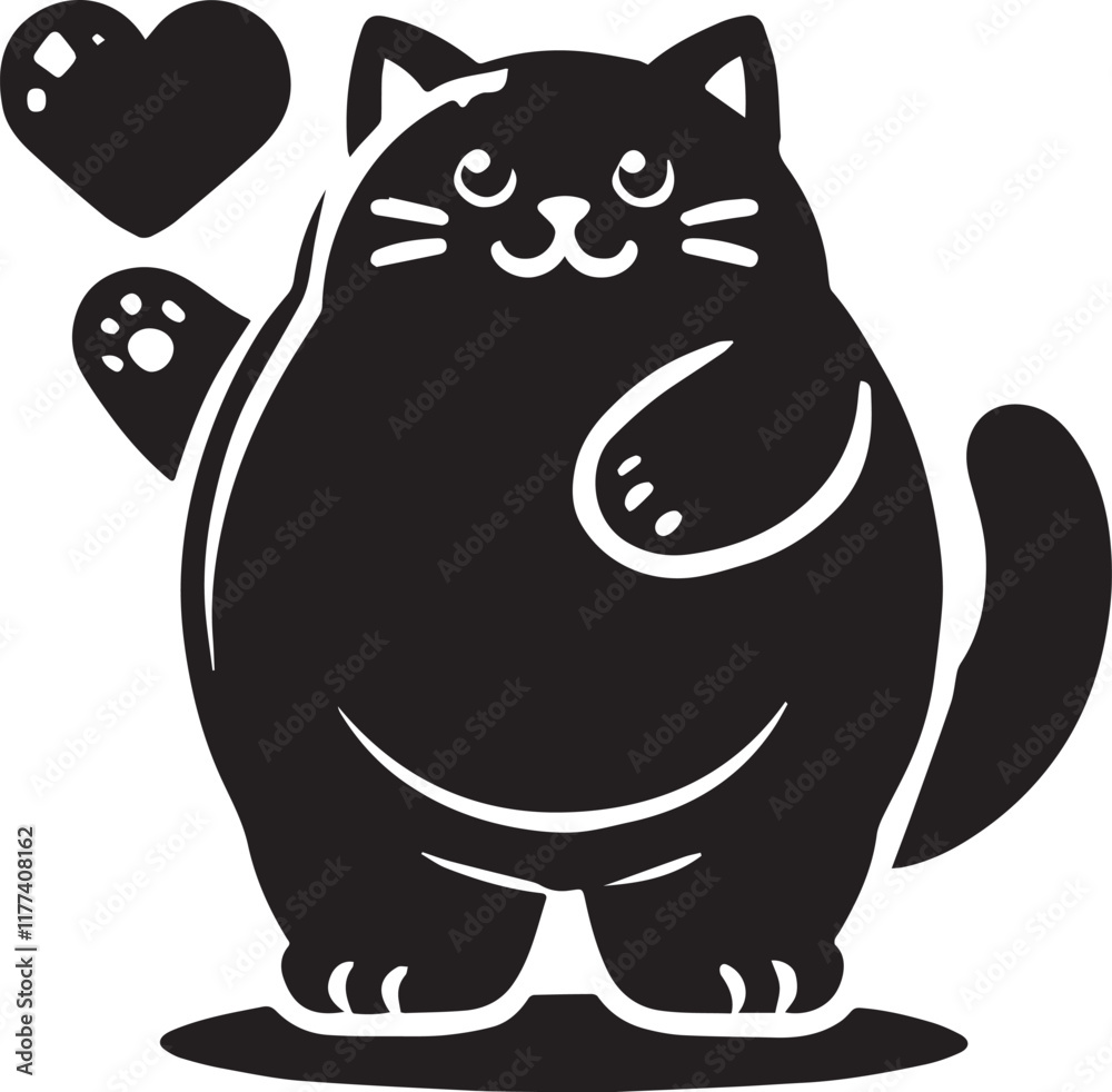 Obraz premium black cat with heart