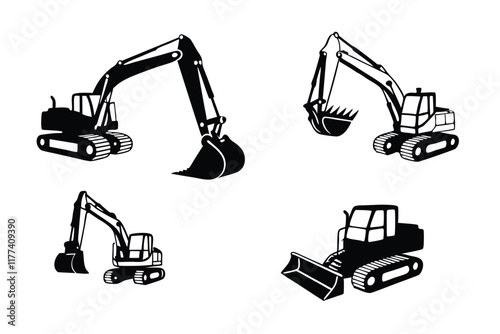 excavator and truck