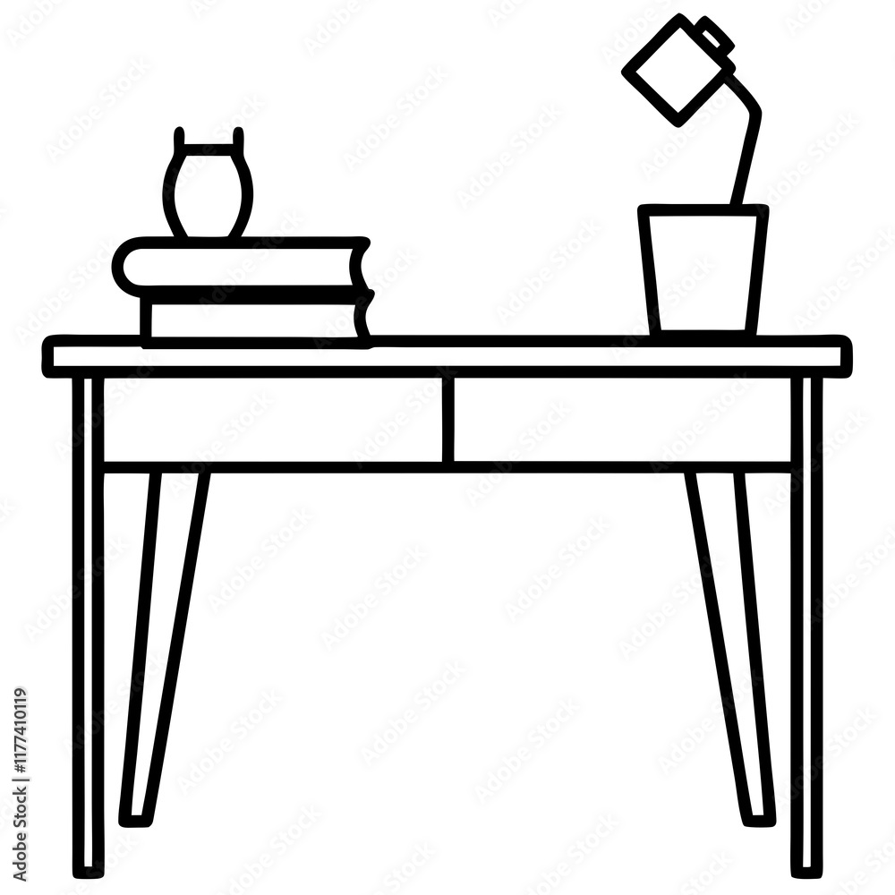 Study Table Outline Vector Design Study Table Outline Vector Design