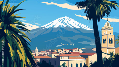 The Majestic Mount Etna Overlooking Sicily.eps