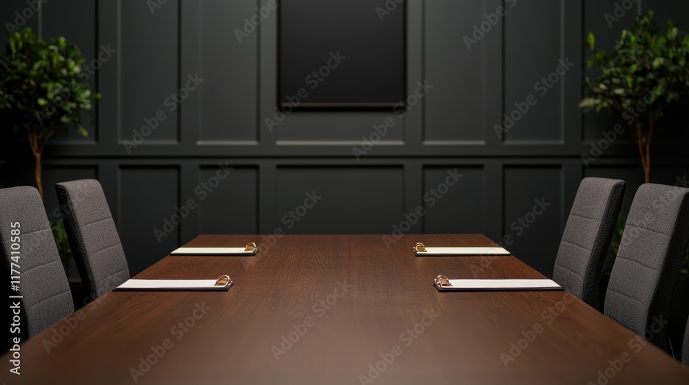 Fototapeta premium Empty boardroom awaiting executives for important business meeting