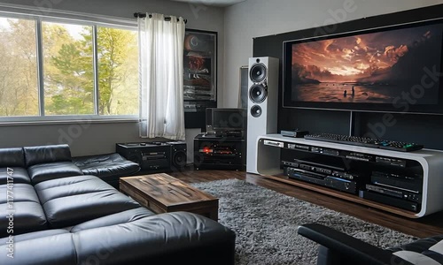 Home theater sunset view room setup