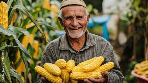 Elderly Farmer Smiling with...