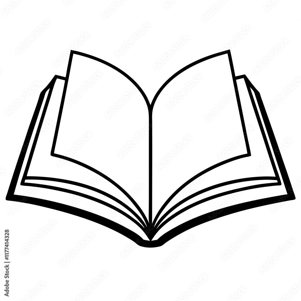 Stylized Open Book Design for Line Art Illustrations Stylized Open Book Design for Line Art Illustrations