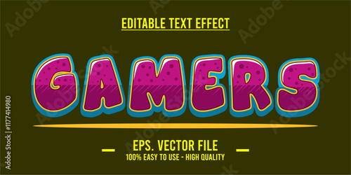 typography GAMERS word art illustration, editable text effect