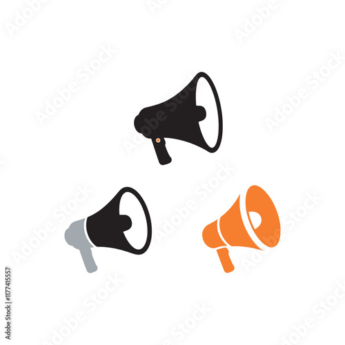 megaphone audio loudspeaker public announcement icon silhouette vector flat design elements collection set