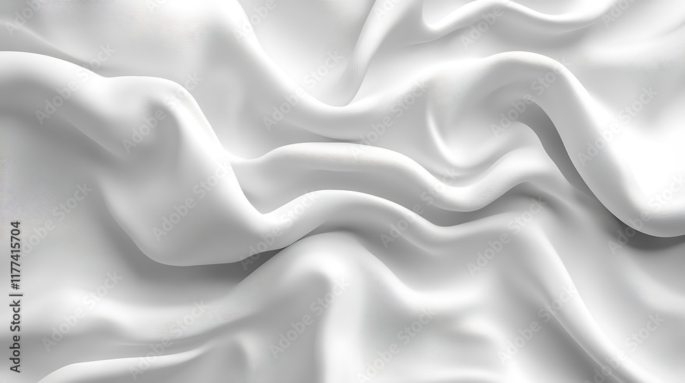 Fototapeta premium White fabric texture, soft waves, elegant folds, background, design.
