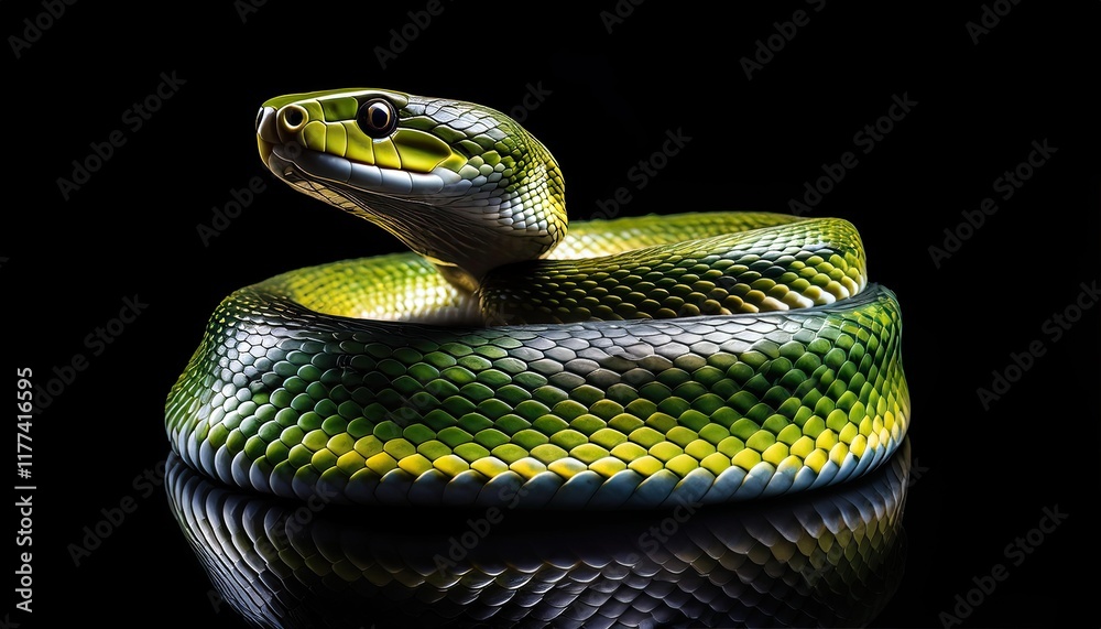 Fototapeta premium Close up of a snake on a black background