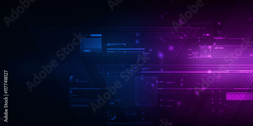 2d illustration Abstract futuristic electronic circuit technology background
