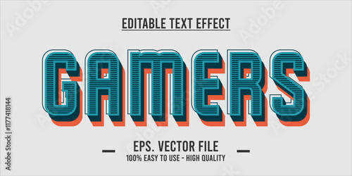 typography GAMERS word art illustration, editable text effect