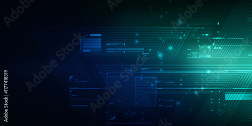 2d illustration Abstract futuristic electronic circuit technology background
