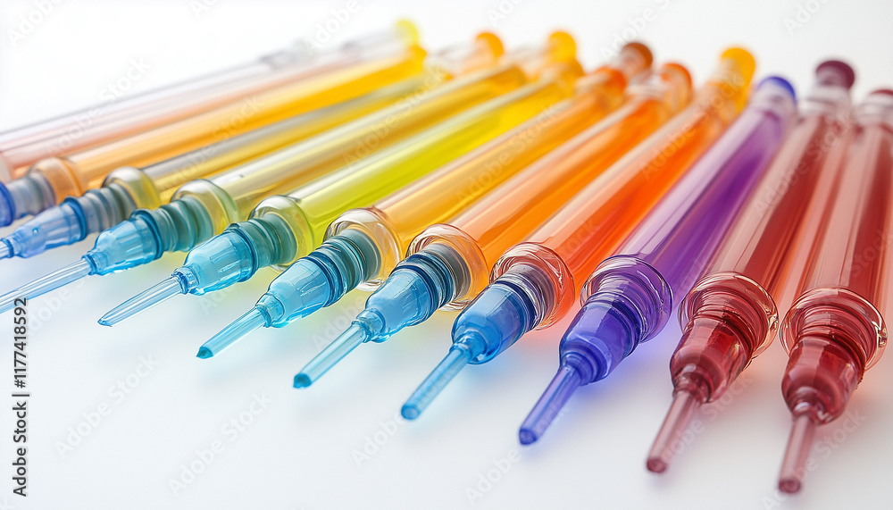 variety of glass syringes in different colors variety of glass syringes in different colors
