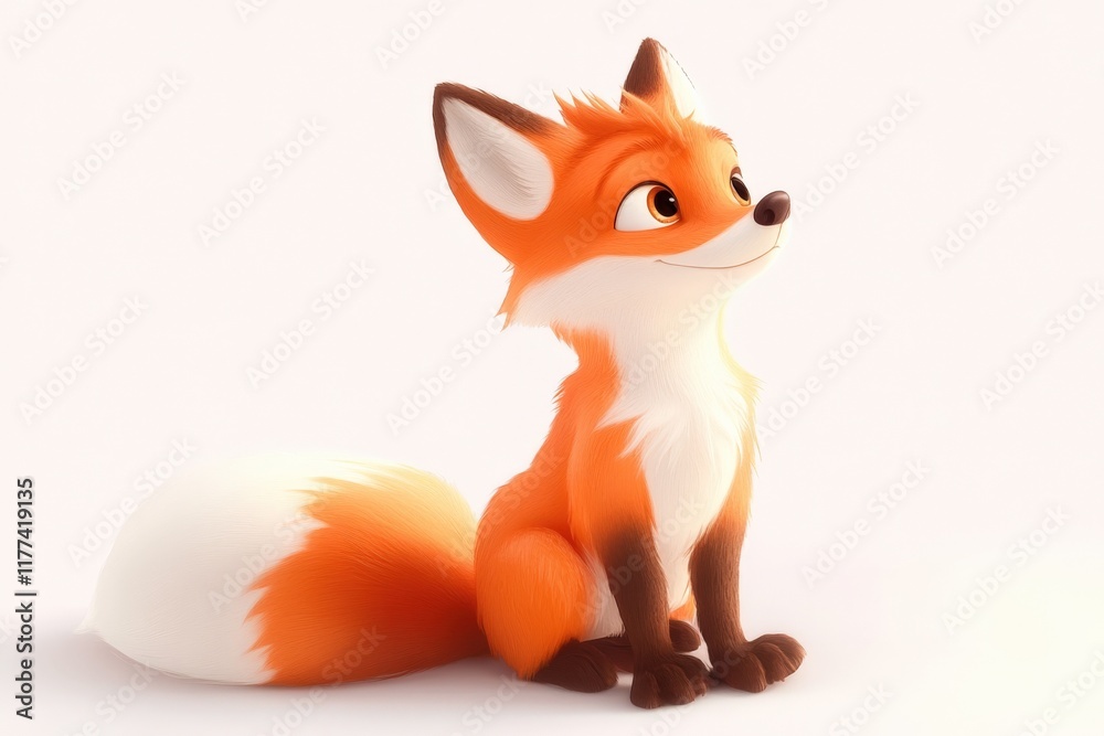 Obraz premium cartoon fox sitting on white background