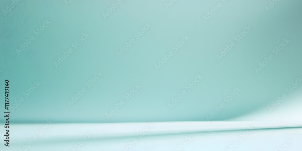 solid soft mint background with faint shadow creates calming atmosphere, perfect for various design projects
