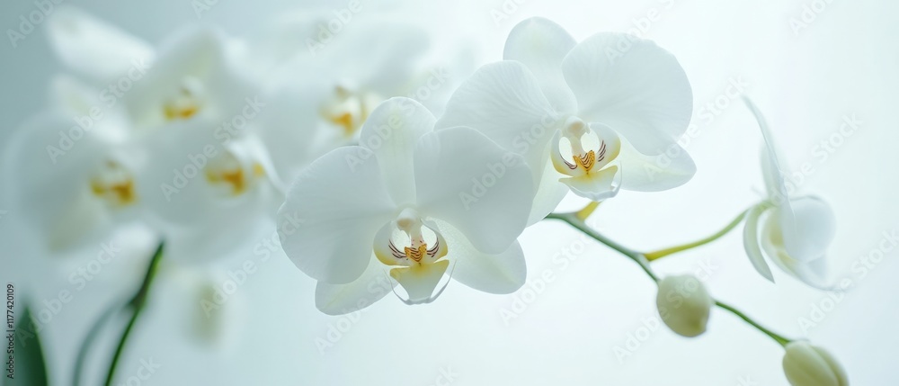 Obraz premium close up of white orchids on a branch