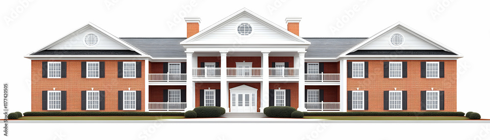 Brick Colonial Mansion 3D Model Brick Colonial Mansion 3D Model