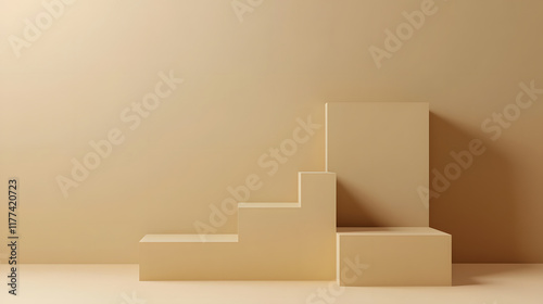 Wallpaper Mural soothing pastel beige wall with minimalist geometric shapes creates serene atmosphere. soft tones and clean lines evoke sense of calm and simplicity Torontodigital.ca