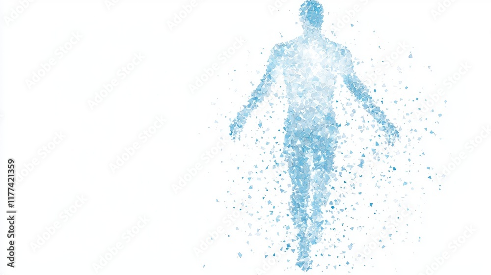 Aquarius Zodiac Sign Concept Artwork - Blue Polygon Mosaic Water-Bearer Silhouette on White Background Aquarius Zodiac Sign Concept Artwork - Blue Polygon Mosaic Water-Bearer Silhouette on White Background