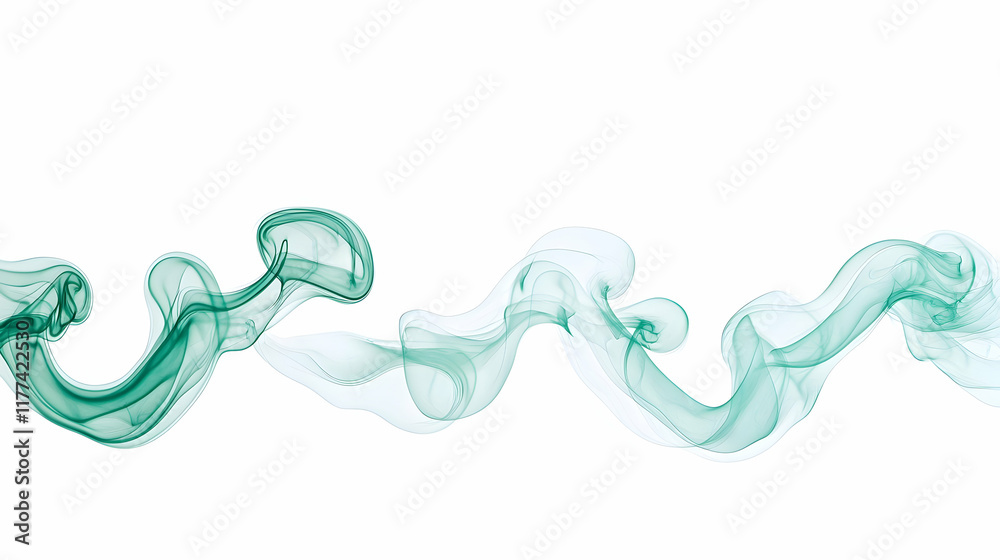 Abstract green smoke wave design, isolated on white background; ideal for website banners or graphic design. Abstract green smoke wave design, isolated on white background; ideal for website banners or graphic design.