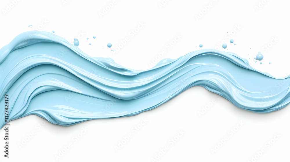Abstract light blue liquid wave flowing, isolated on white background; ideal for cosmetic or beauty product packaging design. Abstract light blue liquid wave flowing, isolated on white background; ideal for cosmetic or beauty product packaging design.