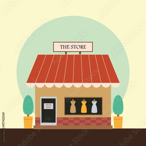 Shop Front with We Are Open Sign, Business Concept