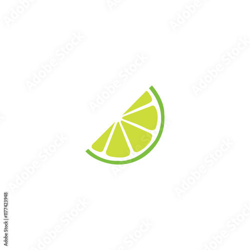 Vector lime slice green illustration lemon isolated half fruit lime.