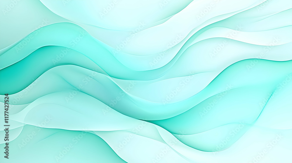 Obraz premium Abstract teal wave background design, perfect for websites or presentations.