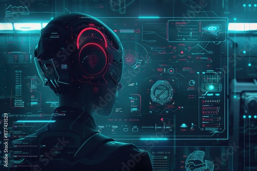 Futuristic Cyborg Interfacing with Advanced Technology