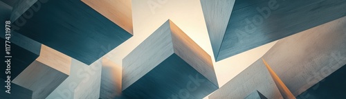 Abstract geometric shapes creating a modern architectural design.